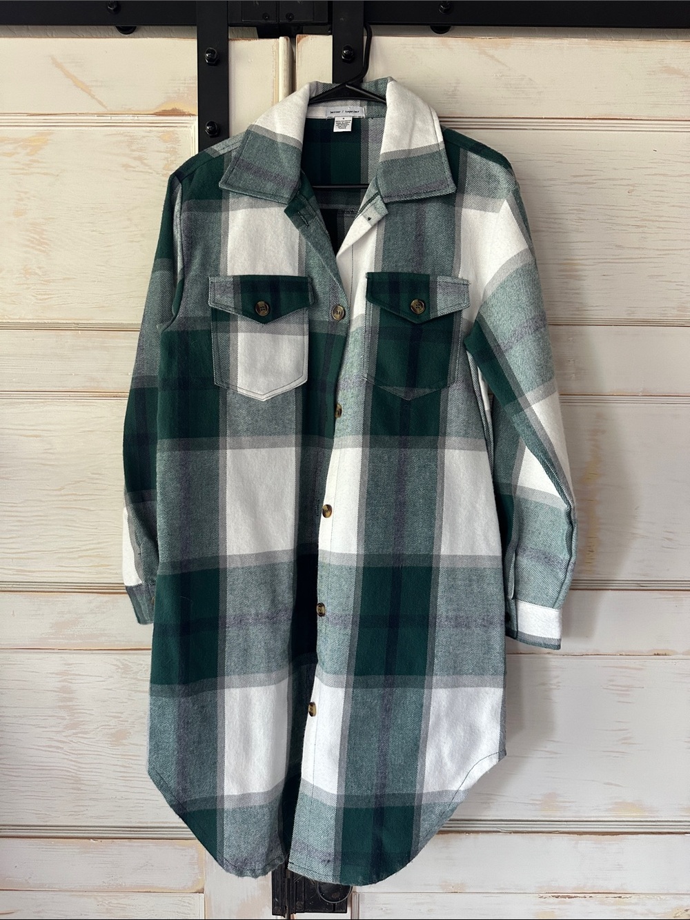 Classic Green Plaid Button-Down Shacket